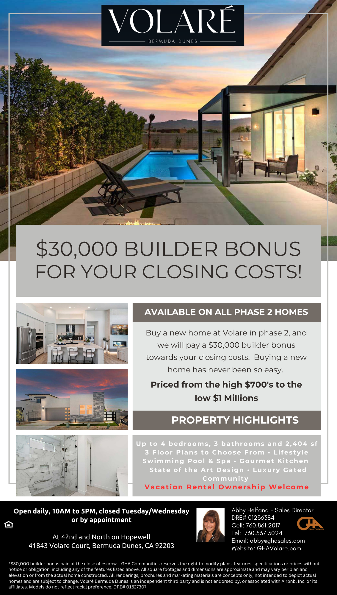 Builder bonus $30k information flyer.